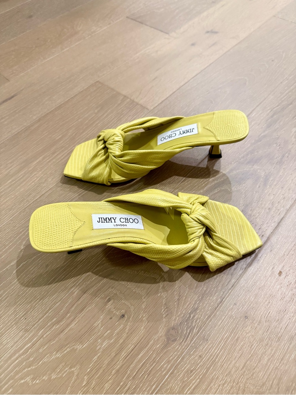 Jimmy Choo Avenue 50 Knotted Kitten Heel Leather Sandal Mule